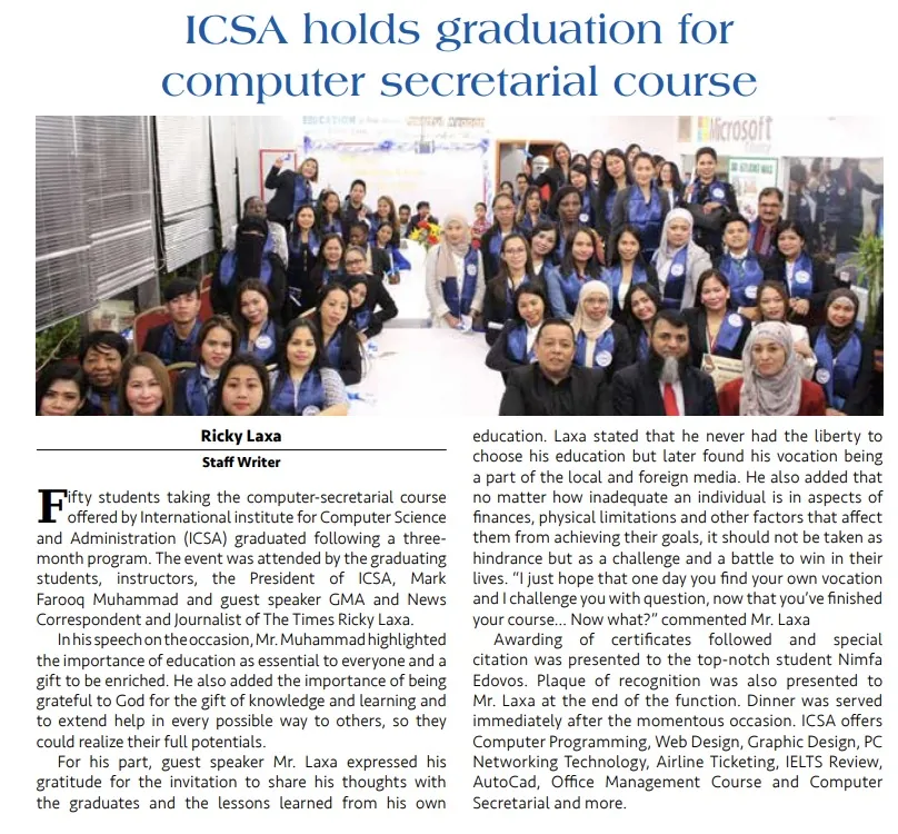 ICSA Computer Secretarial Course Graduation