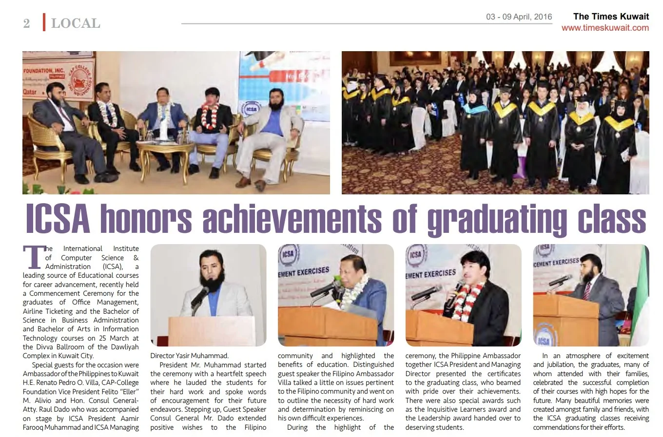 ICSA Graduation Ceremony 2016 - Times Kuwait